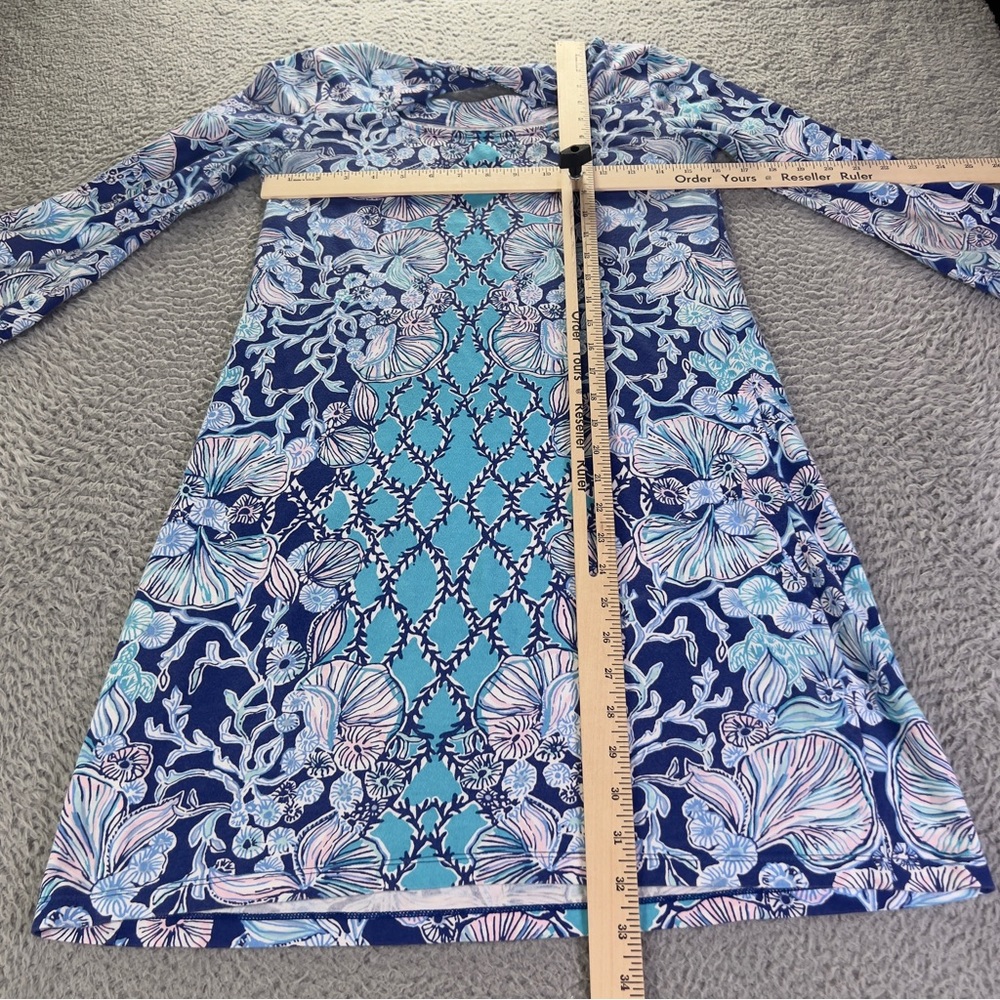 Lilly Pulitzer Bay Dress Womens Small Blue Lapis Lazuli Beach Shells Colorful - Picture 9 of 11